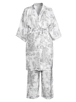Toile Print Robe & Pants Set