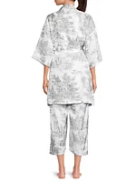 Toile Print Robe & Pants Set