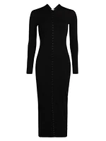 High Neck Button-Up Dress