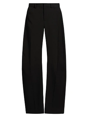 Bowed Leg Mid-Rise Pants