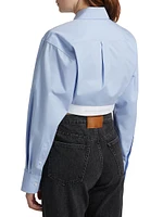 Cropped Logo Elastic Button-Front Shirt