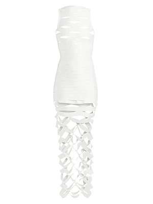 Staggered Elastic Midi-Dress