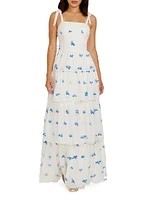 Monica Embroidered Silk Sleeveless Gown