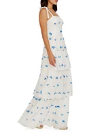 Monica Embroidered Silk Sleeveless Gown