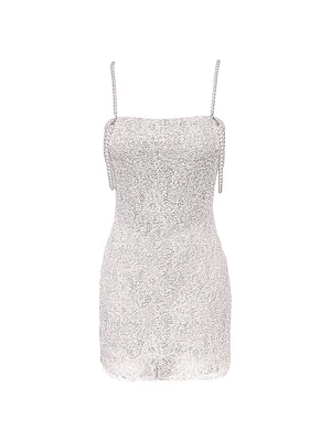 Farrah Imitation Pearl-Embellished Sequined Minidress