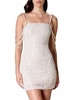 Farrah Imitation Pearl-Embellished Sequined Minidress