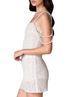 Farrah Imitation Pearl-Embellished Sequined Minidress