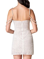 Farrah Imitation Pearl-Embellished Sequined Minidress