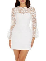 Mila Embroidered Crepe Knit Minidress