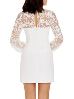 Mila Embroidered Crepe Knit Minidress