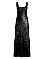 Sequined Scoopneck Maxi-Dress
