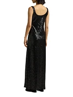 Sequined Scoopneck Maxi-Dress