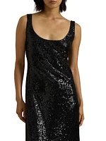 Sequined Scoopneck Maxi-Dress