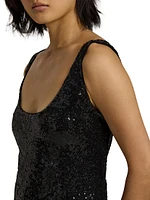 Sequined Scoopneck Maxi-Dress