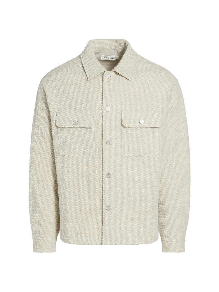 Textured Terry Double-Pocket Shirt Jacket