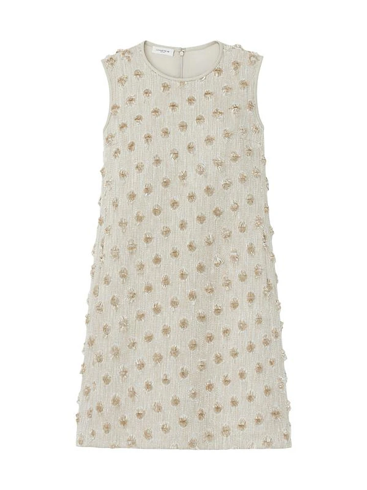 Embroidered Sleeveless Shift Dress