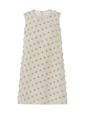 Embroidered Sleeveless Shift Dress