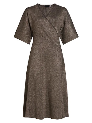 The Everly Metallic Knit Wrap Midi-Dress