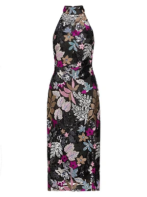 Aldana Embellished Sleeveless Midi-Dress