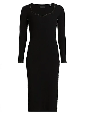 The Maddie Rib-Knit Sweetheart Midi-Dress