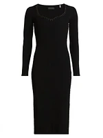 The Maddie Rib-Knit Sweetheart Midi-Dress