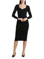 The Maddie Rib-Knit Sweetheart Midi-Dress