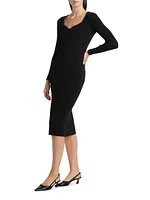 The Maddie Rib-Knit Sweetheart Midi-Dress
