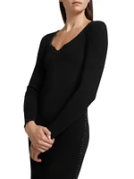 The Maddie Rib-Knit Sweetheart Midi-Dress