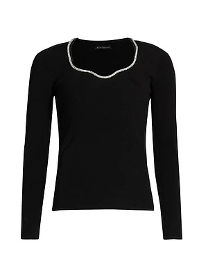 Ana Embellished Rib-Knit Sweater