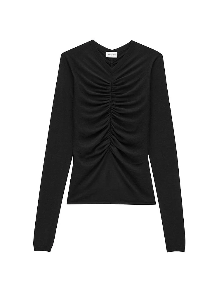 Ruched Sweater Cashmere, Wool, and Silk