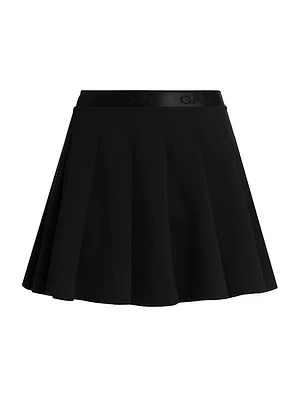 Logo Pleated Twill Miniskirt