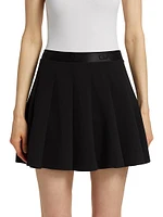 Logo Pleated Twill Miniskirt