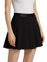 Logo Pleated Twill Miniskirt