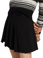 Logo Pleated Twill Miniskirt
