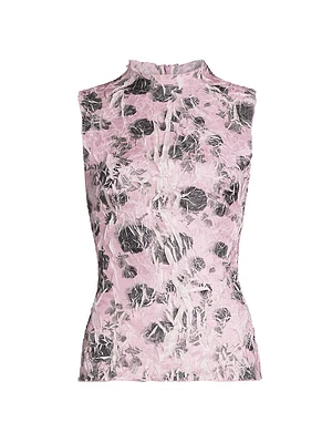 Floral Shibori-Dyed Sleeveless Top