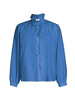 Nicholson Cotton Ruffle-Neck Shirt