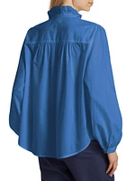 Nicholson Cotton Ruffle-Neck Shirt