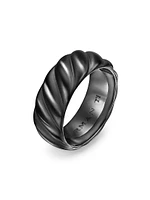 Sculpted Cable Band Ring Black Titanium, 9MM