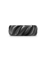 Sculpted Cable Band Ring Black Titanium, 9MM