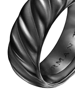 Sculpted Cable Band Ring Black Titanium, 9MM