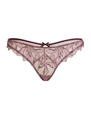 Metallic Lace Lily Embroidery Thong