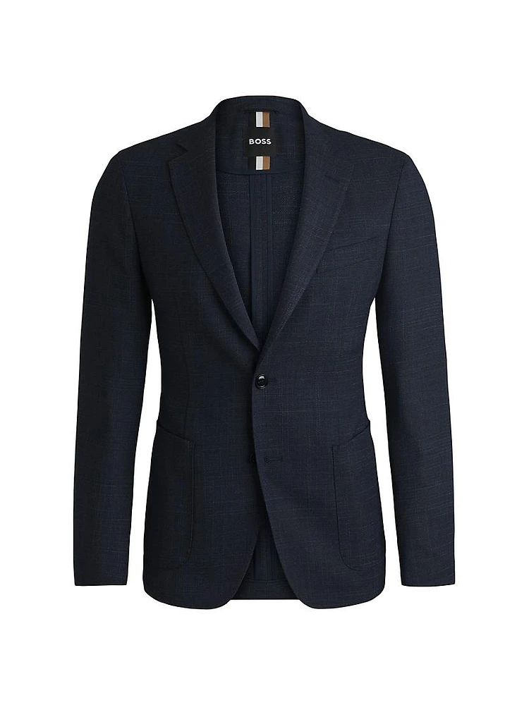 Slim Fit Jacket Micro Patterned Stretch Cloth