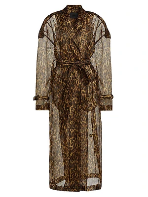 Organza Leopard Relaxed Trench Coat