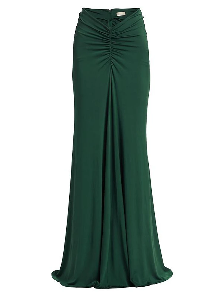 Ruched Jersey Maxi-Skirt