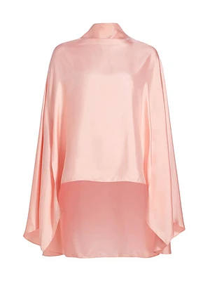 Oversized Silk Twill Cape Top