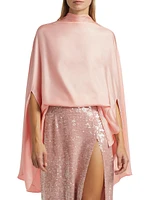 Oversized Silk Twill Cape Top