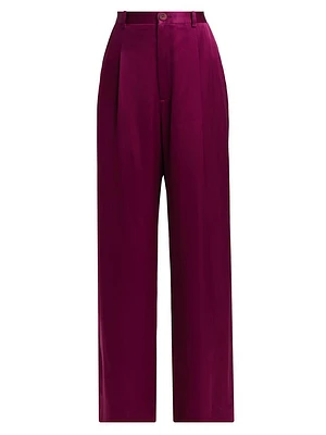 Relaxed Pleated Satin Pants