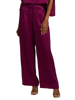 Relaxed Pleated Satin Pants