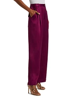 Relaxed Pleated Satin Pants
