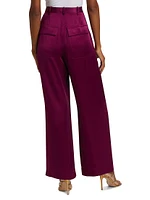 Relaxed Pleated Satin Pants